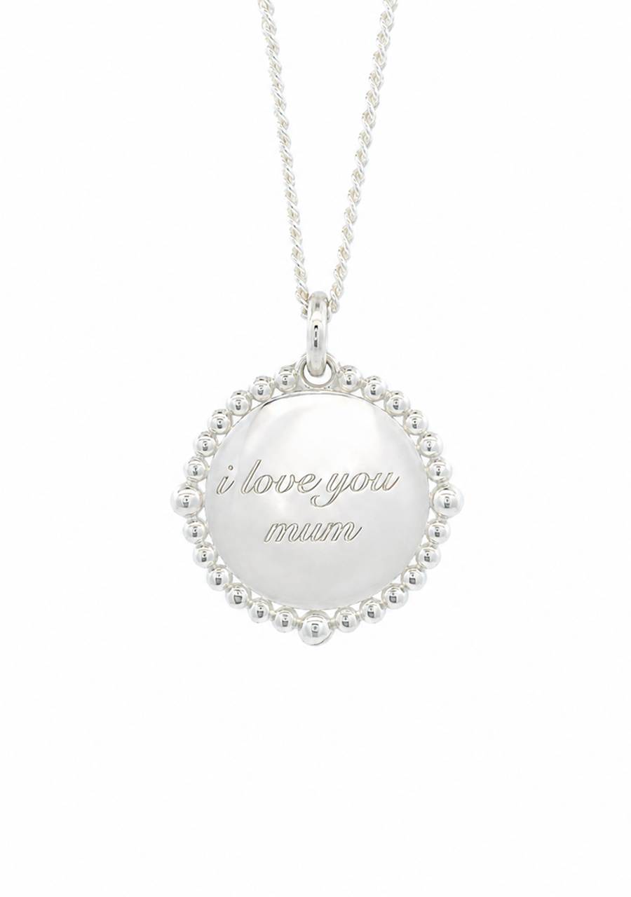 Sterling Silver Round Twisted Engraved Pendant