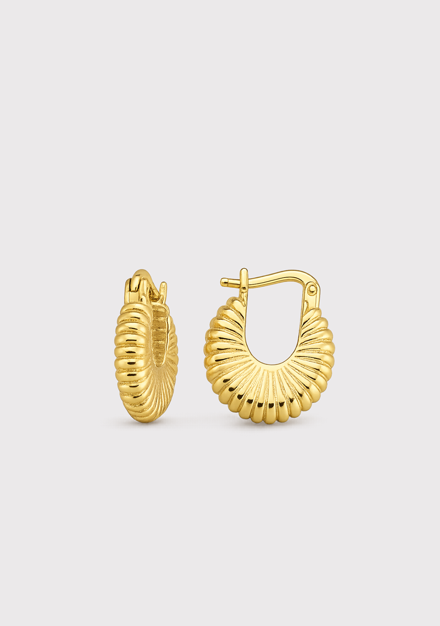 9ct Yellow Gold Small Ripple Hoop Earrings