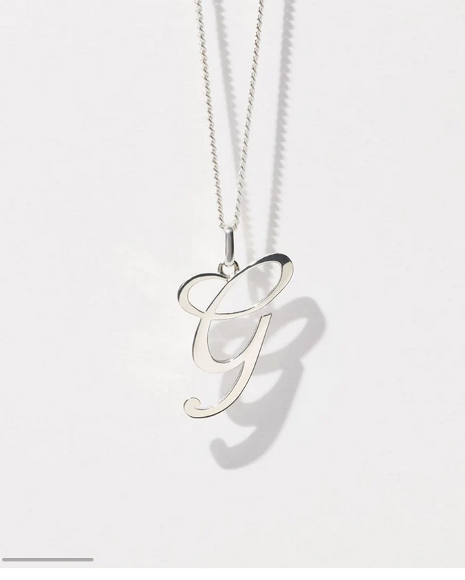 Meadowlark Sterling Silver Cursive Letter Charm Necklace - B