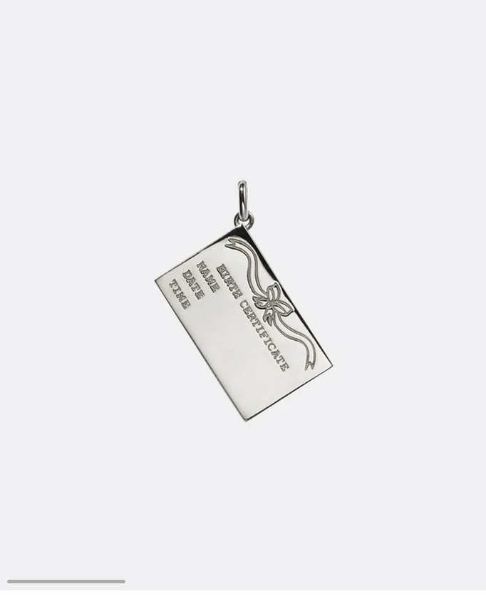 Meadowlark Sterling Silver Birth Certificate Charm
