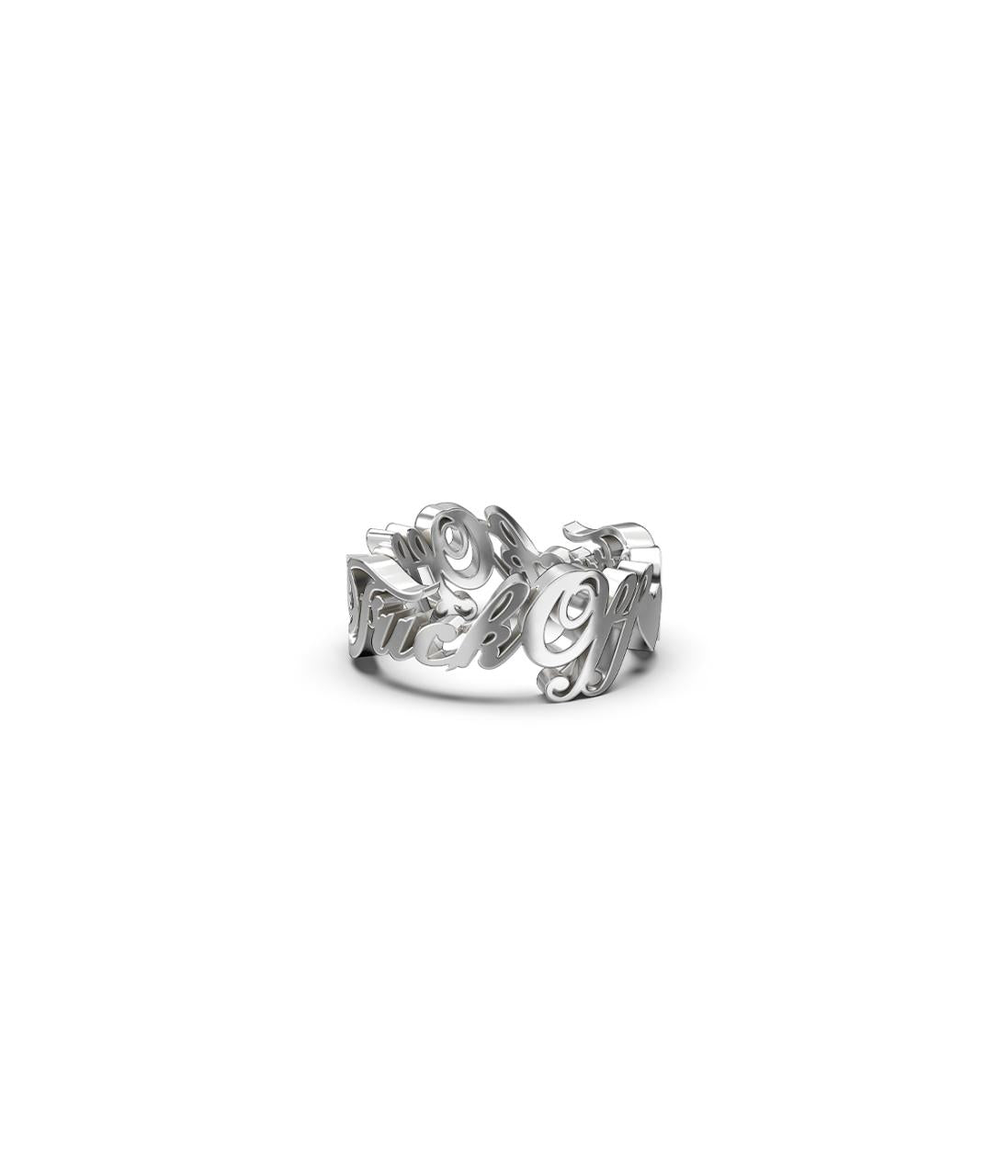 Stolen Girlfriends Club Sterling Silver F*ck Off Script Ring Ring Size: N