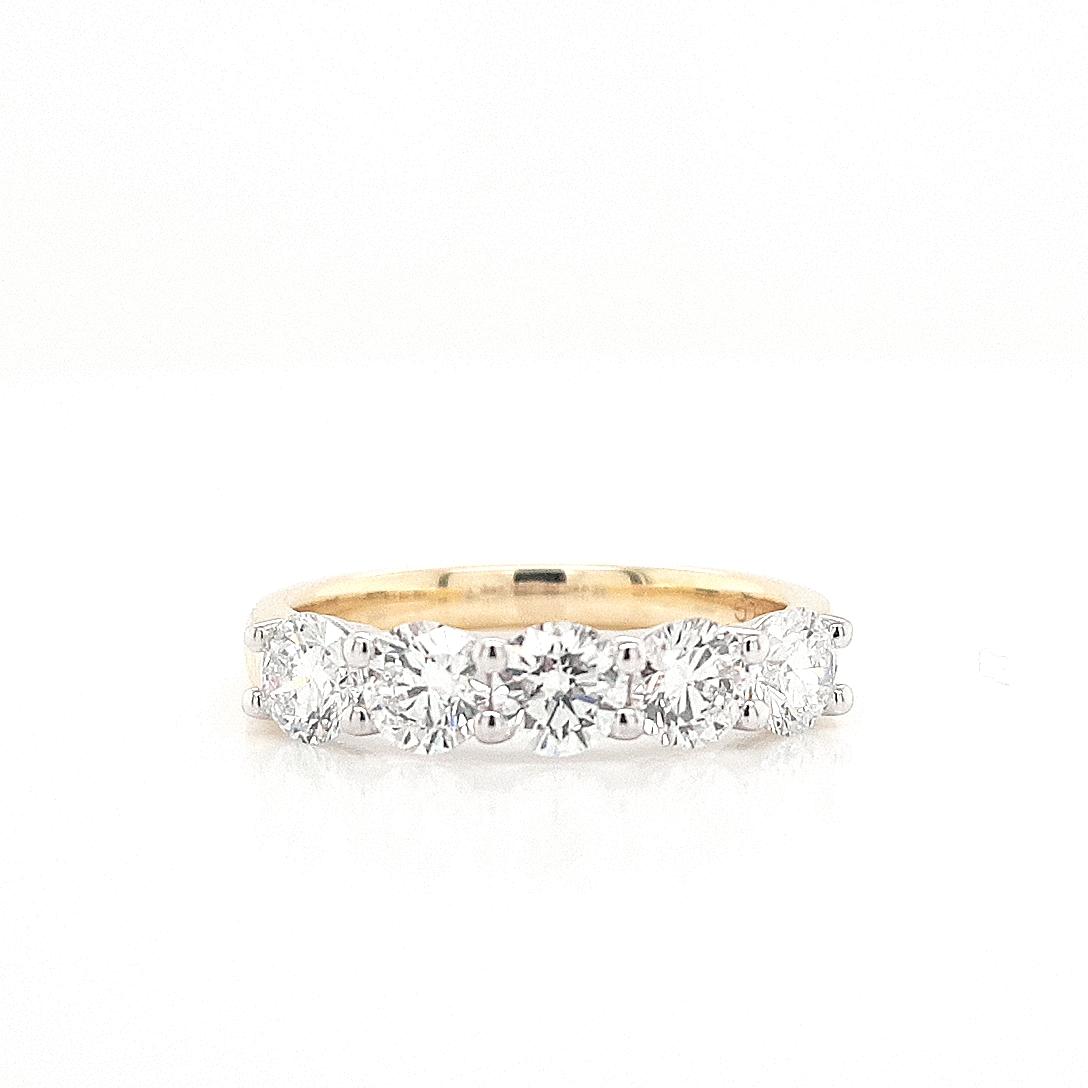 9ct Yellow & White Gold Lab Grown Diamond Five Stone Ring