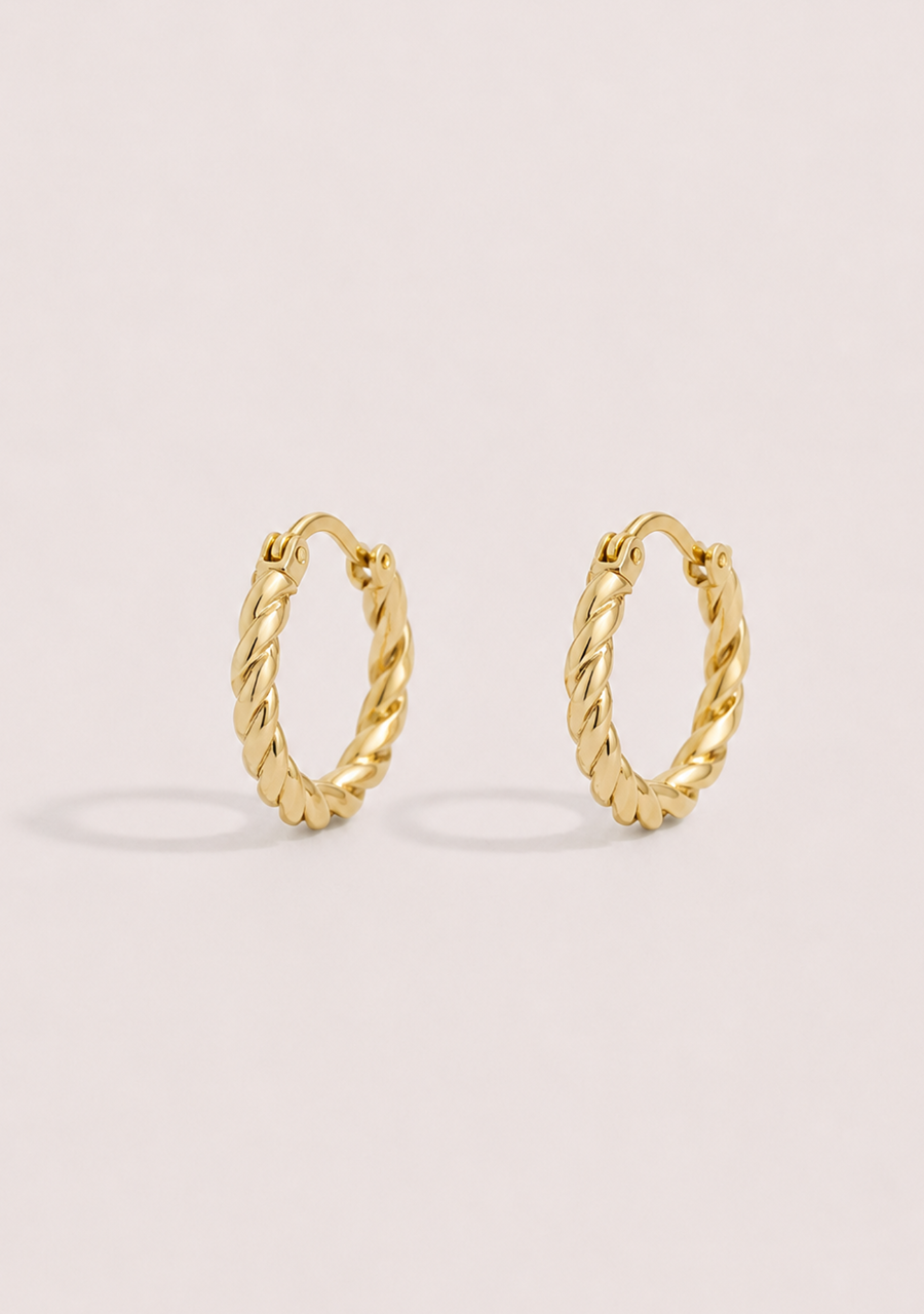 9ct Yellow Gold Twisted Hoop Earrings