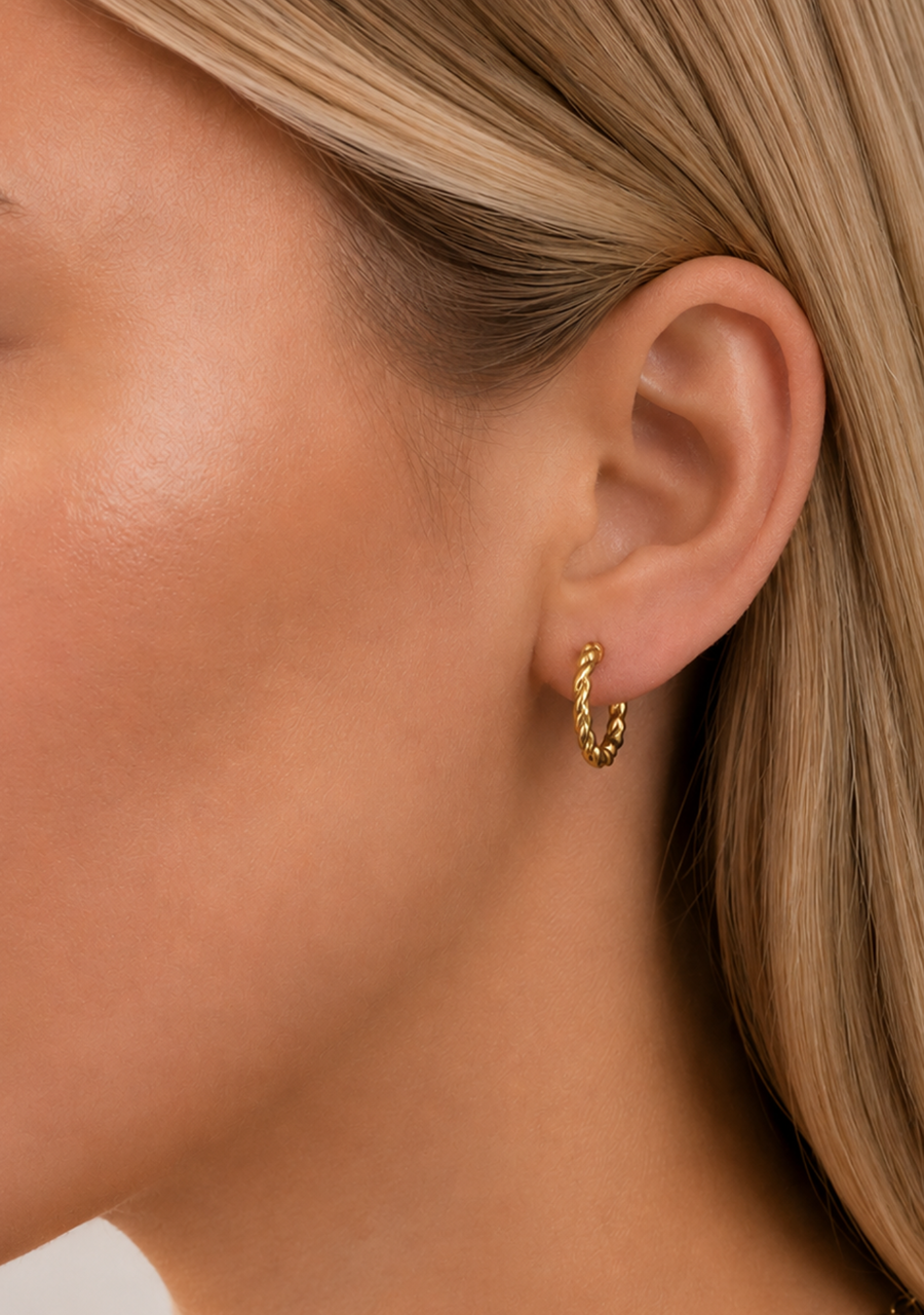 9ct Yellow Gold Twisted Hoop Earrings
