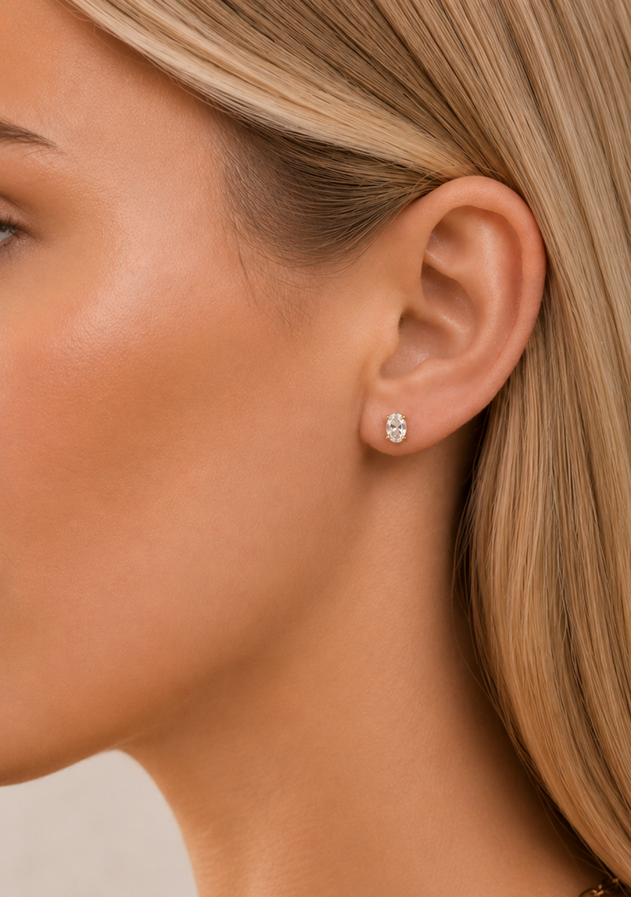 9ct Yellow Gold Oval Laboratory Grown Diamond Stud Earrings