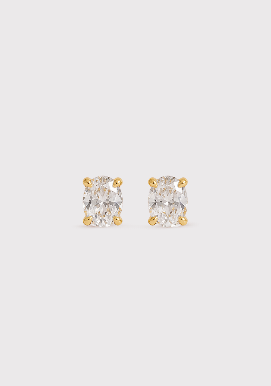 9ct Yellow Gold Oval Laboratory Grown Diamond Stud Earrings