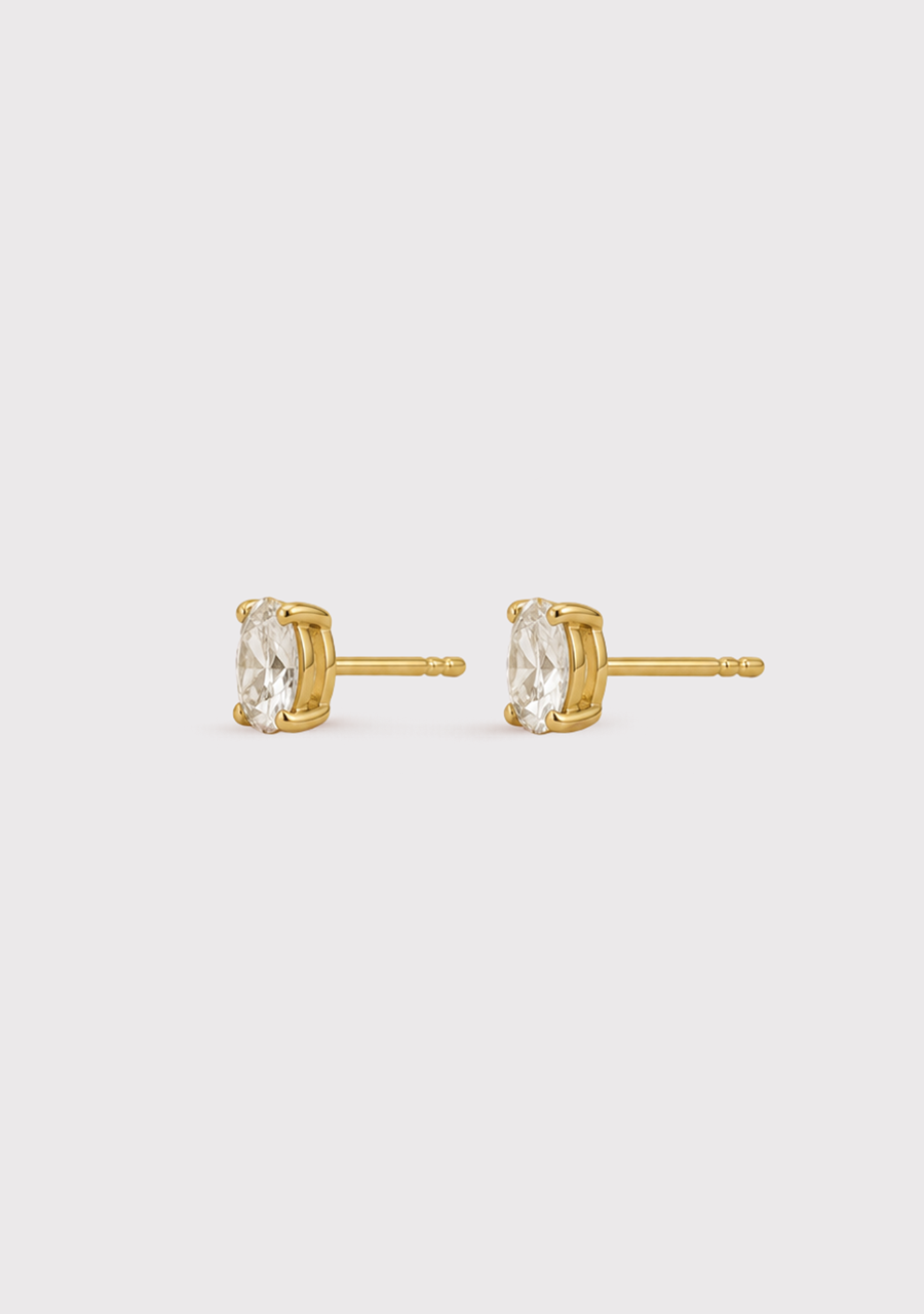 9ct Yellow Gold Oval Laboratory Grown Diamond Stud Earrings