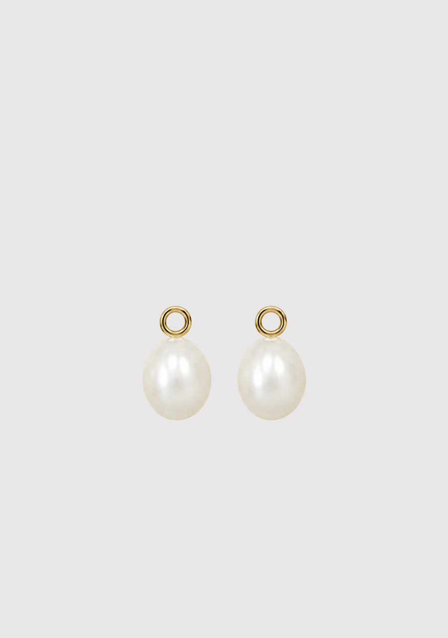 9ct Yellow Gold 7mm White Fresh Water Pearl Drop Earring Attachment
