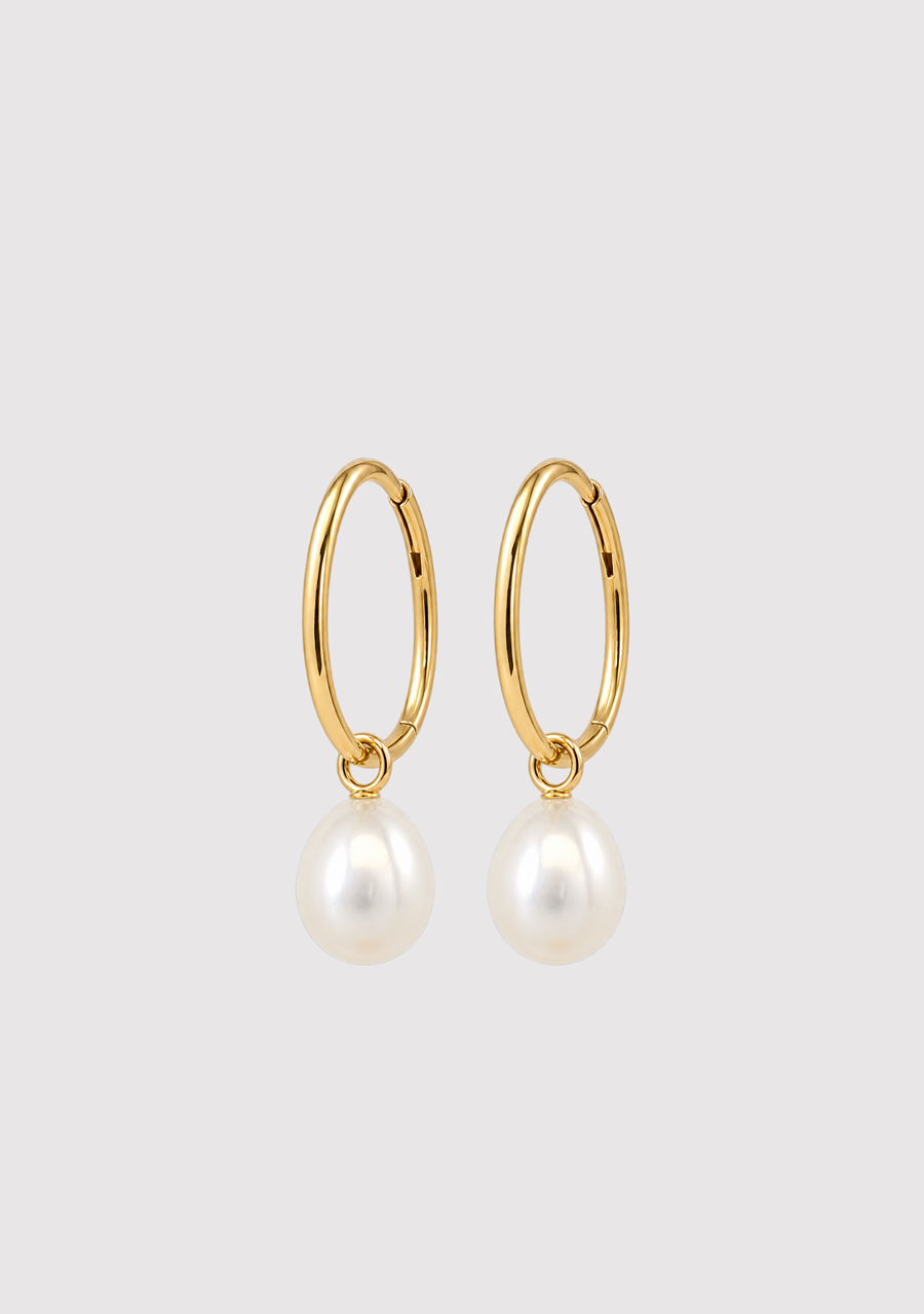 9ct Yellow Gold 7mm White Fresh Water Pearl Drop Earring Attachment