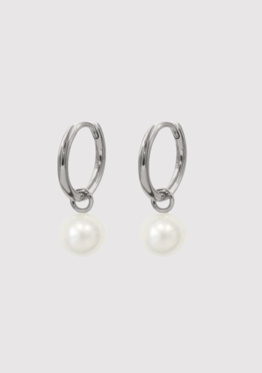 Sterling Silver 6mm White Round Fresh Water Pearl Earring Attachment