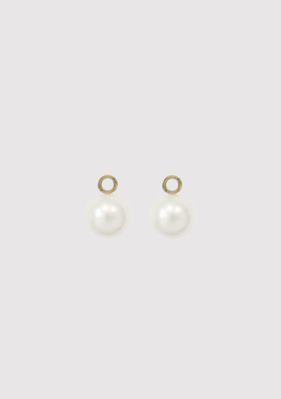9ct Yellow Gold 6mm White Round Fresh Water Pearl Earring Attachment