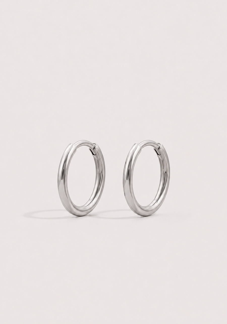 Sterling Silver Round 12mm x 1.5mm Huggie Earring