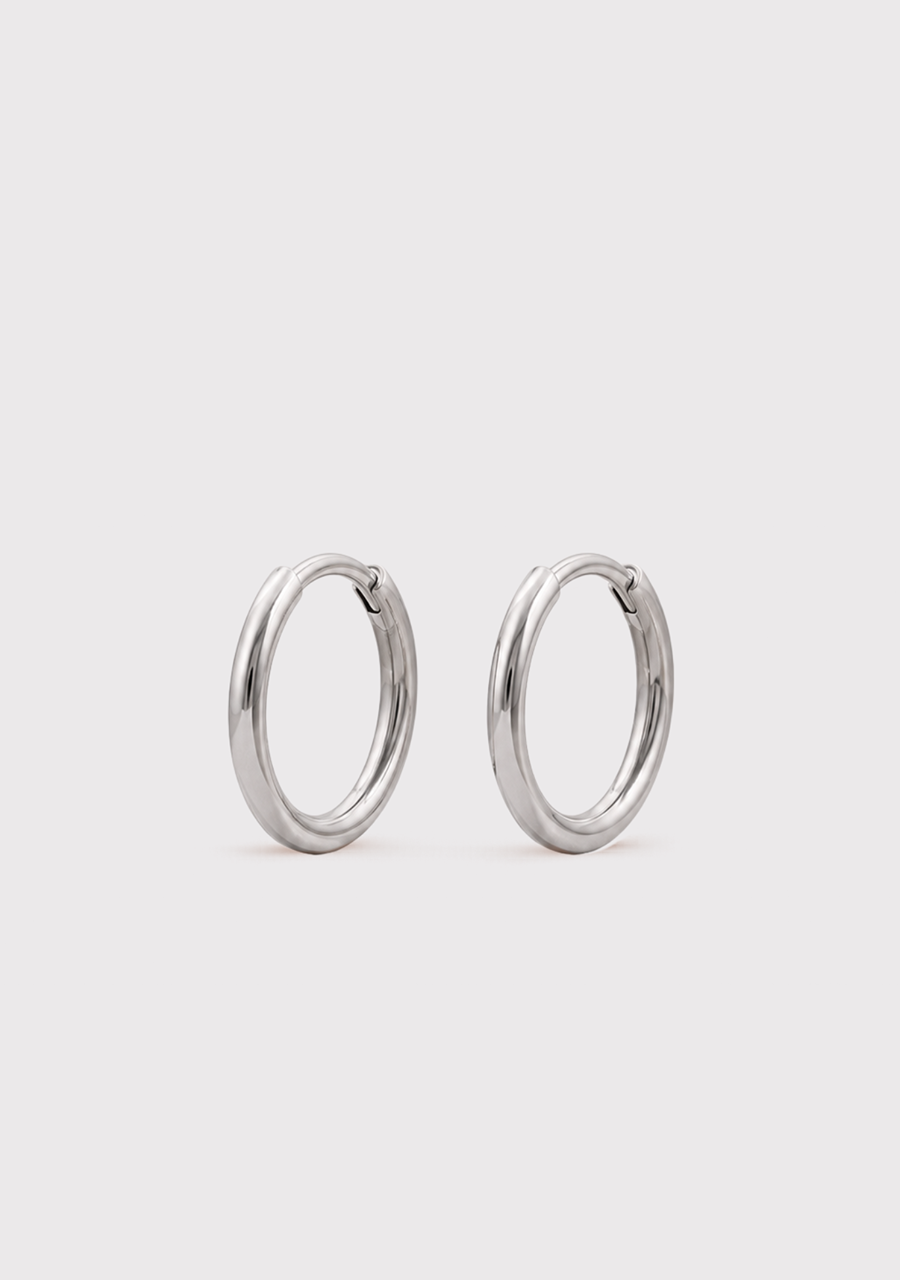 Sterling Silver Round 12mm x 1.5mm Huggie Earring