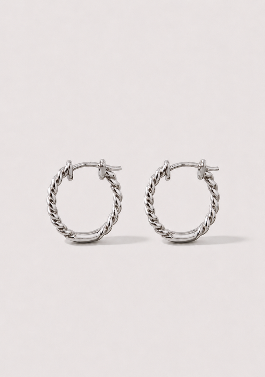 Sterling Silver Twisted 16mm Huggie Earrings