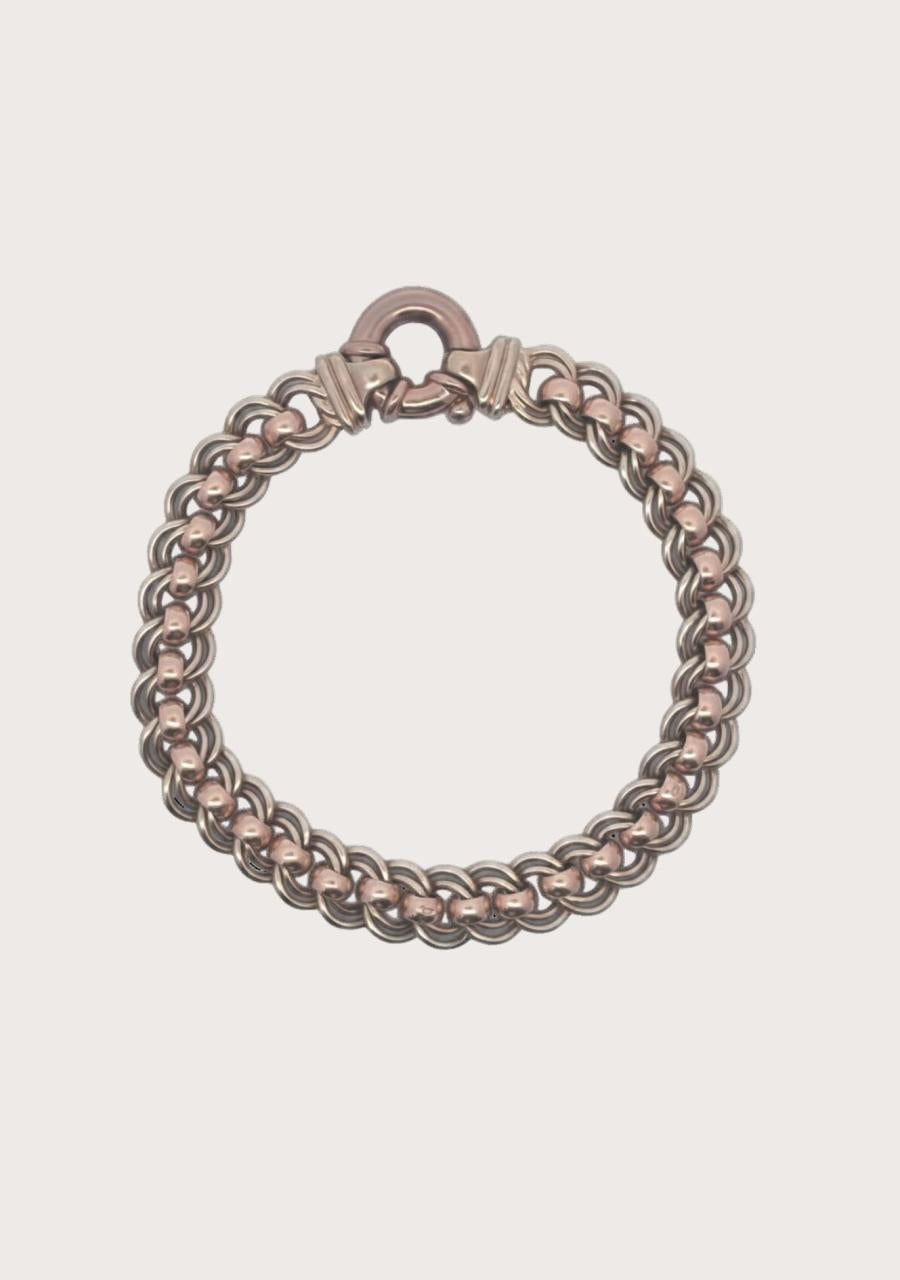 Estate 9ct Yellow Gold Fancy Double Link Bracelet with Italian Bolt Clasp