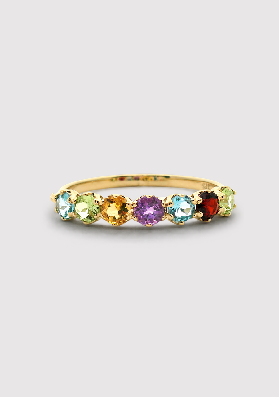 9ct Yellow Gold Multi Coloured Gemstone Ring