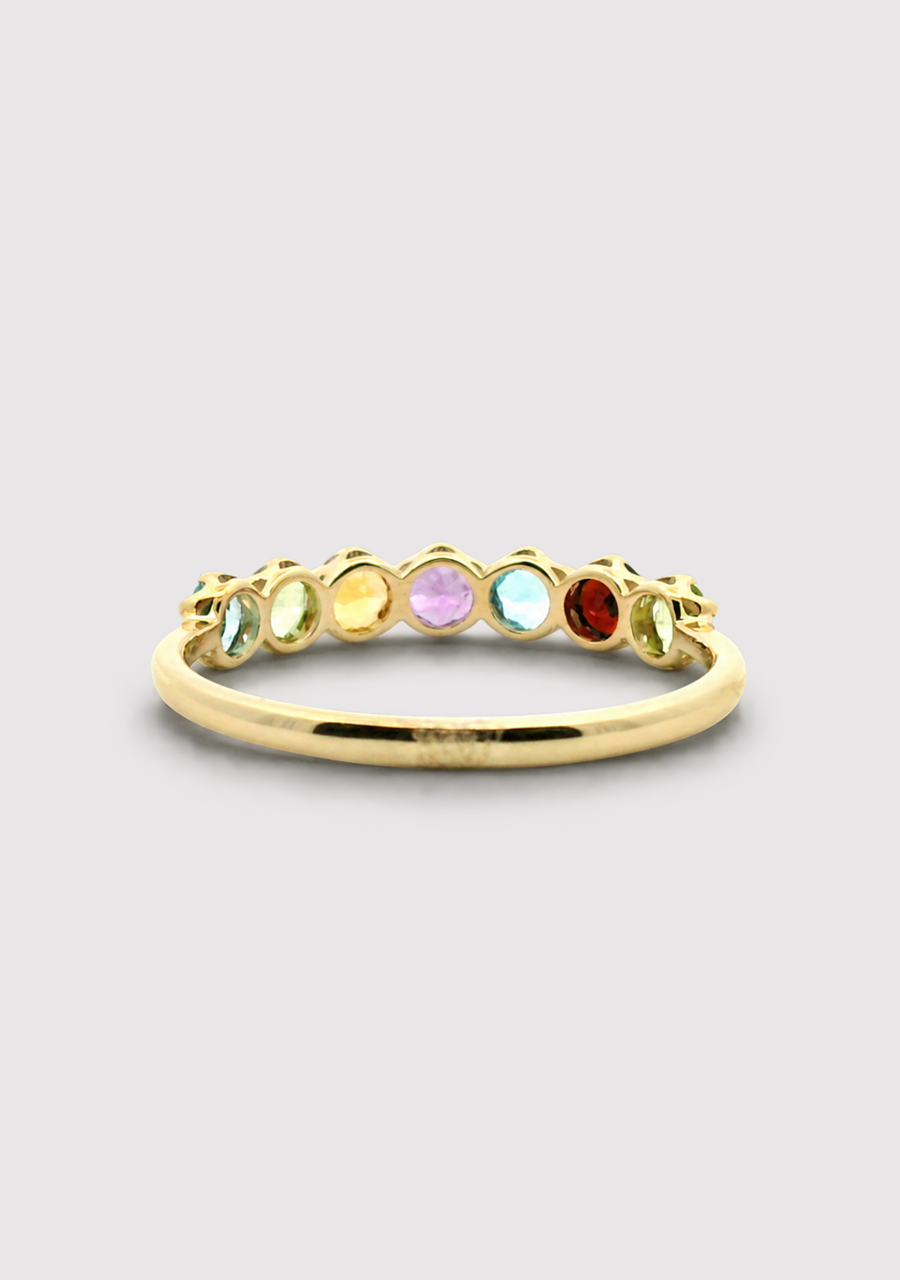 9ct Yellow Gold Multi Coloured Gemstone Ring