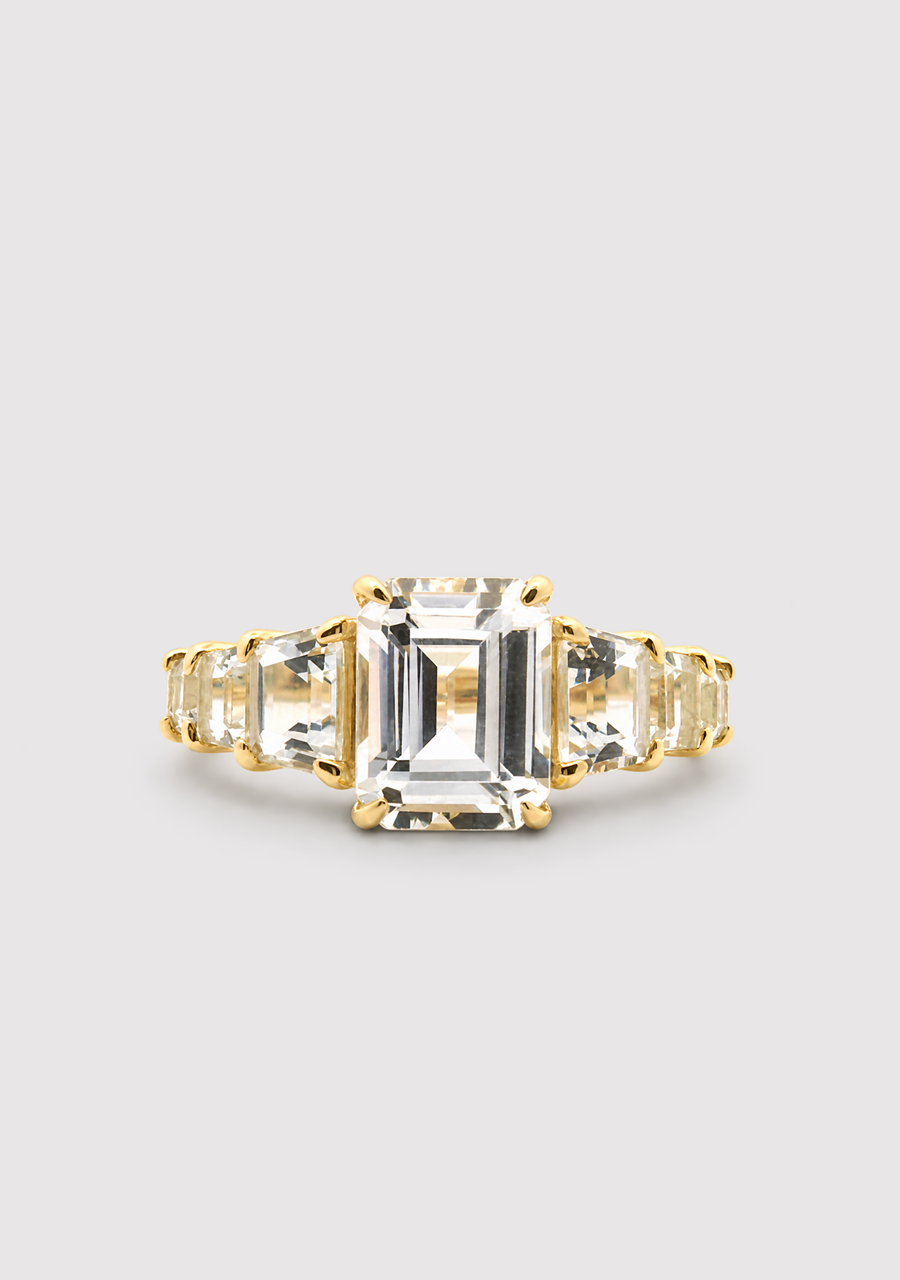 9ct Yellow Gold White Topaz Seven Stone Ring