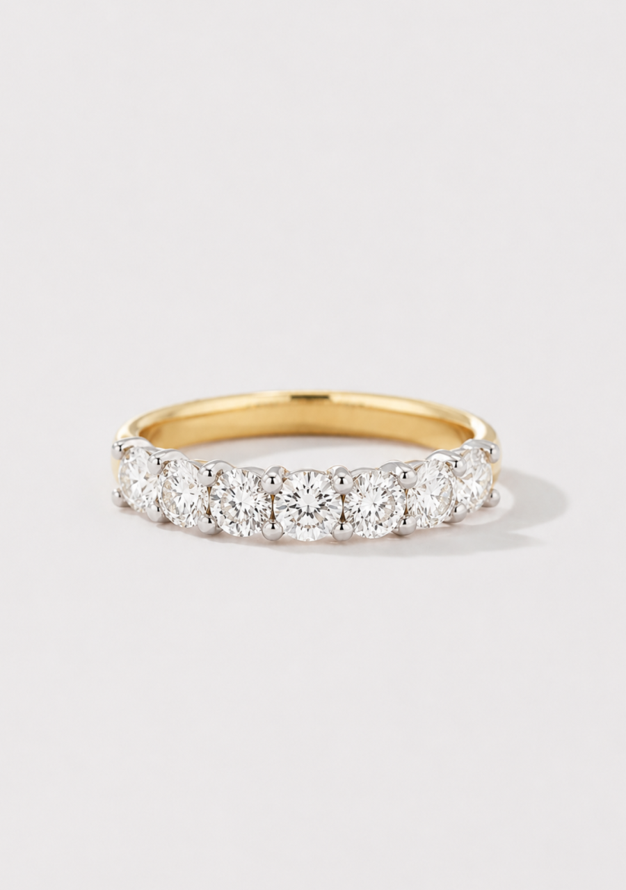 9ct Yellow & White Gold Seven Stone Diamond Ring