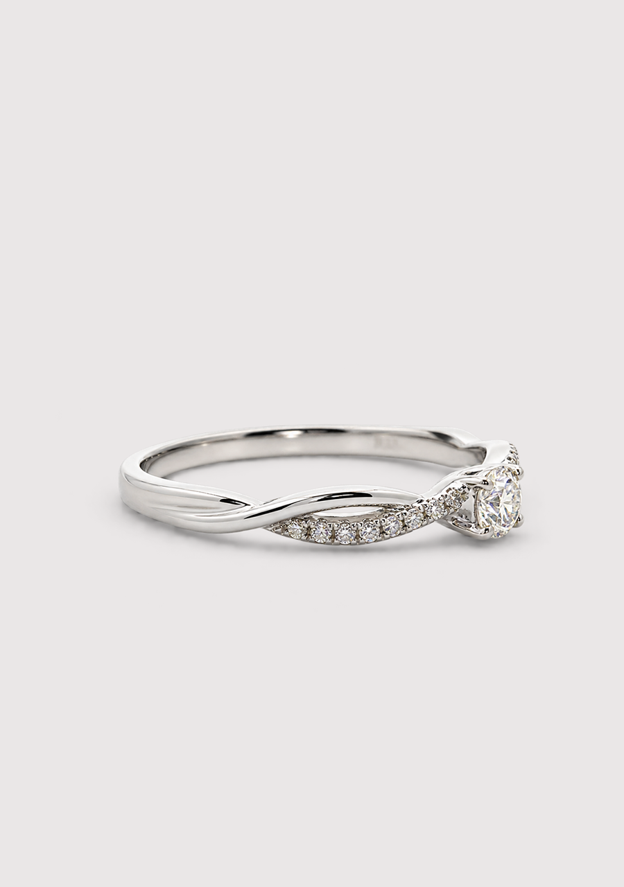 9ct White Gold Diamond Crossover Split Band Ring
