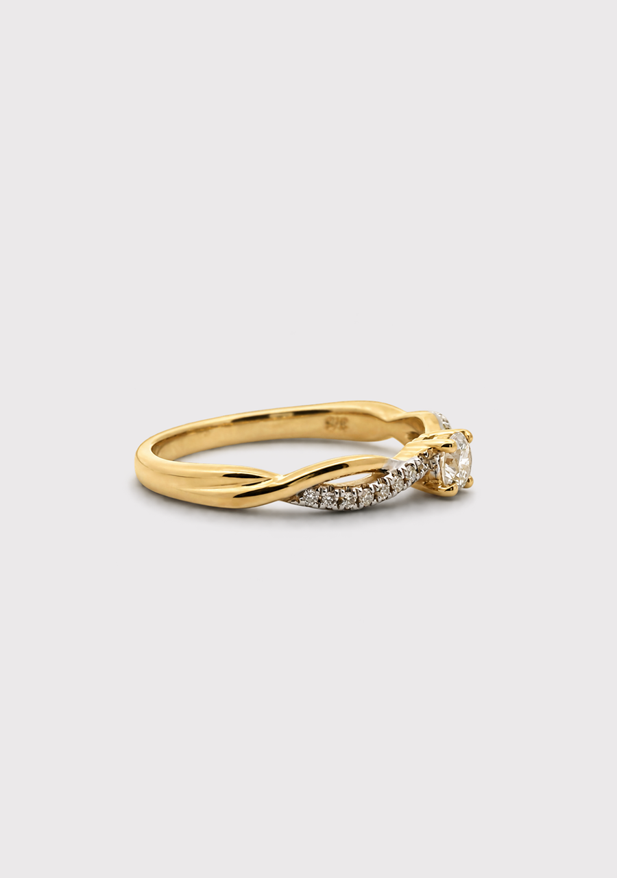 9ct Yellow Gold Diamond Crossover Split Band Ring