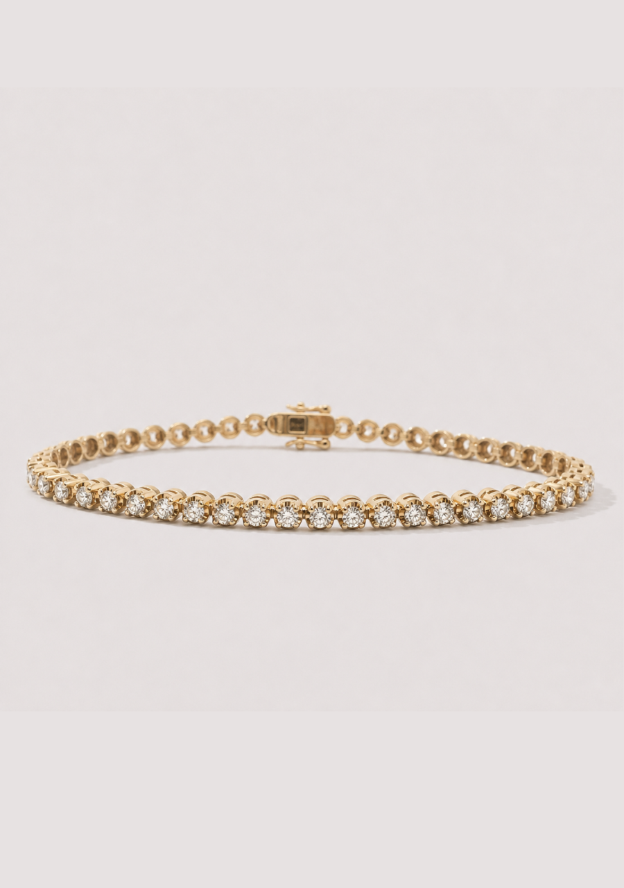 9ct Yellow Gold Diamond 2ct Tennis Bracelet
