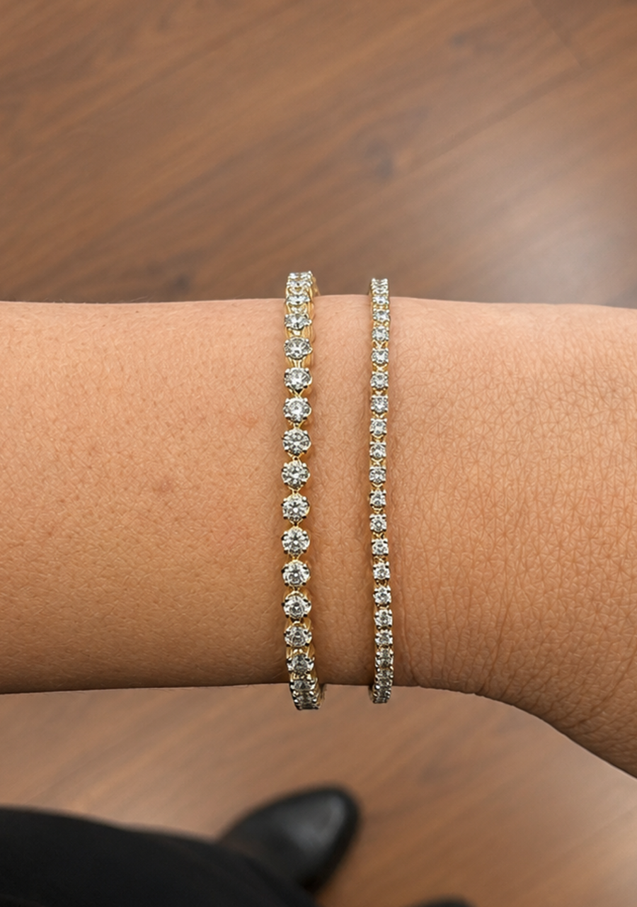 9ct Yellow Gold Diamond 2ct Tennis Bracelet