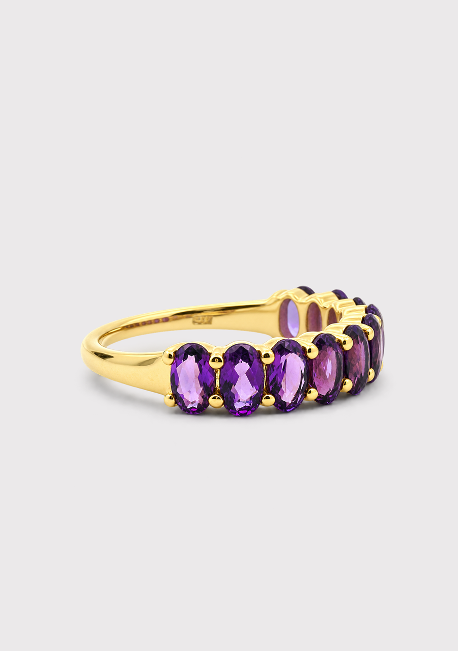 9ct Yellow Gold Oval Amethyst Ring