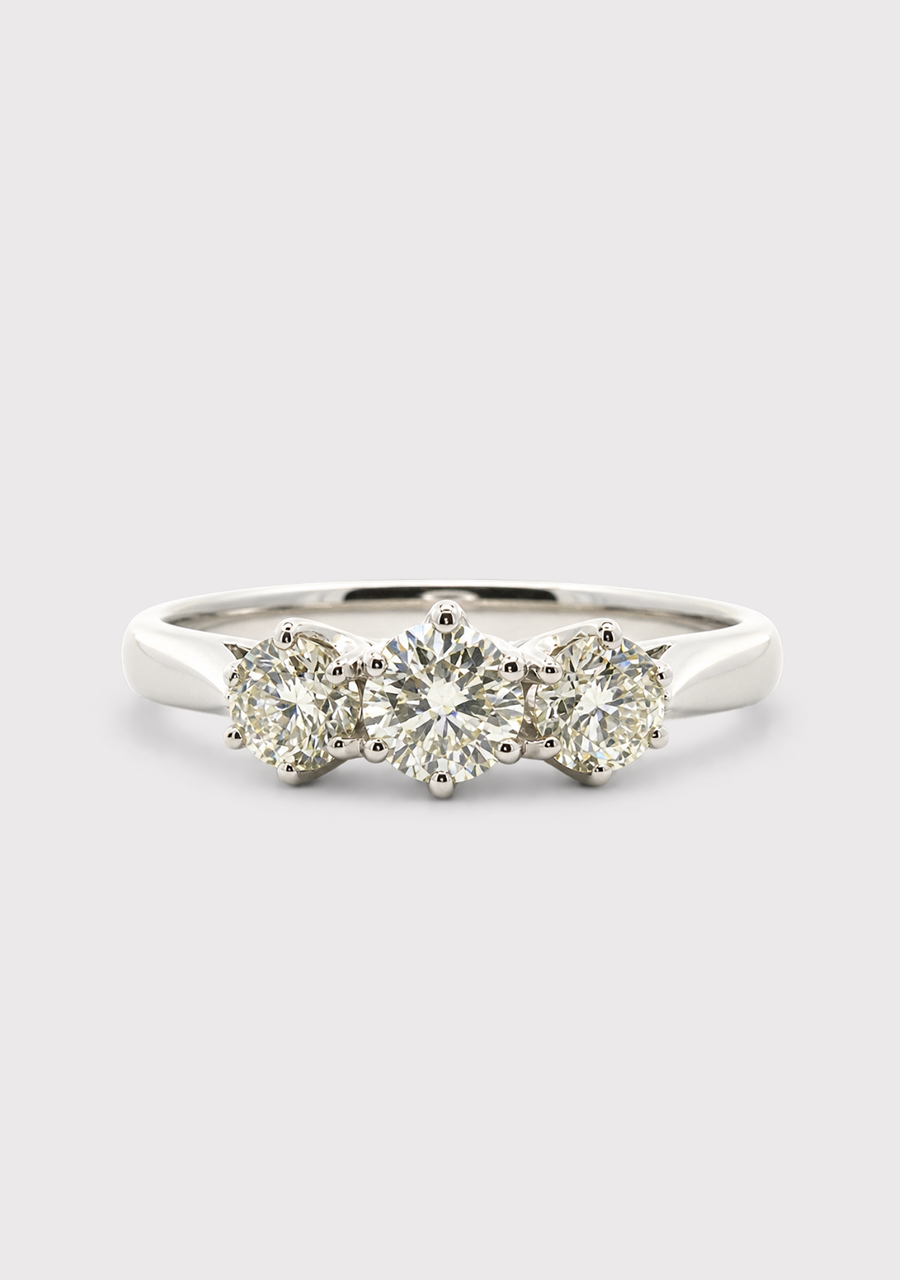9ct White Gold Diamond Trilogy Ring