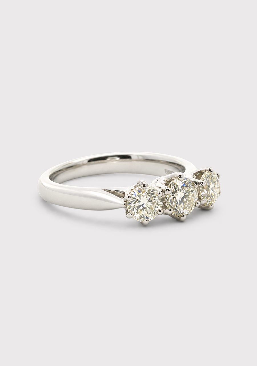 9ct White Gold Diamond Trilogy Ring