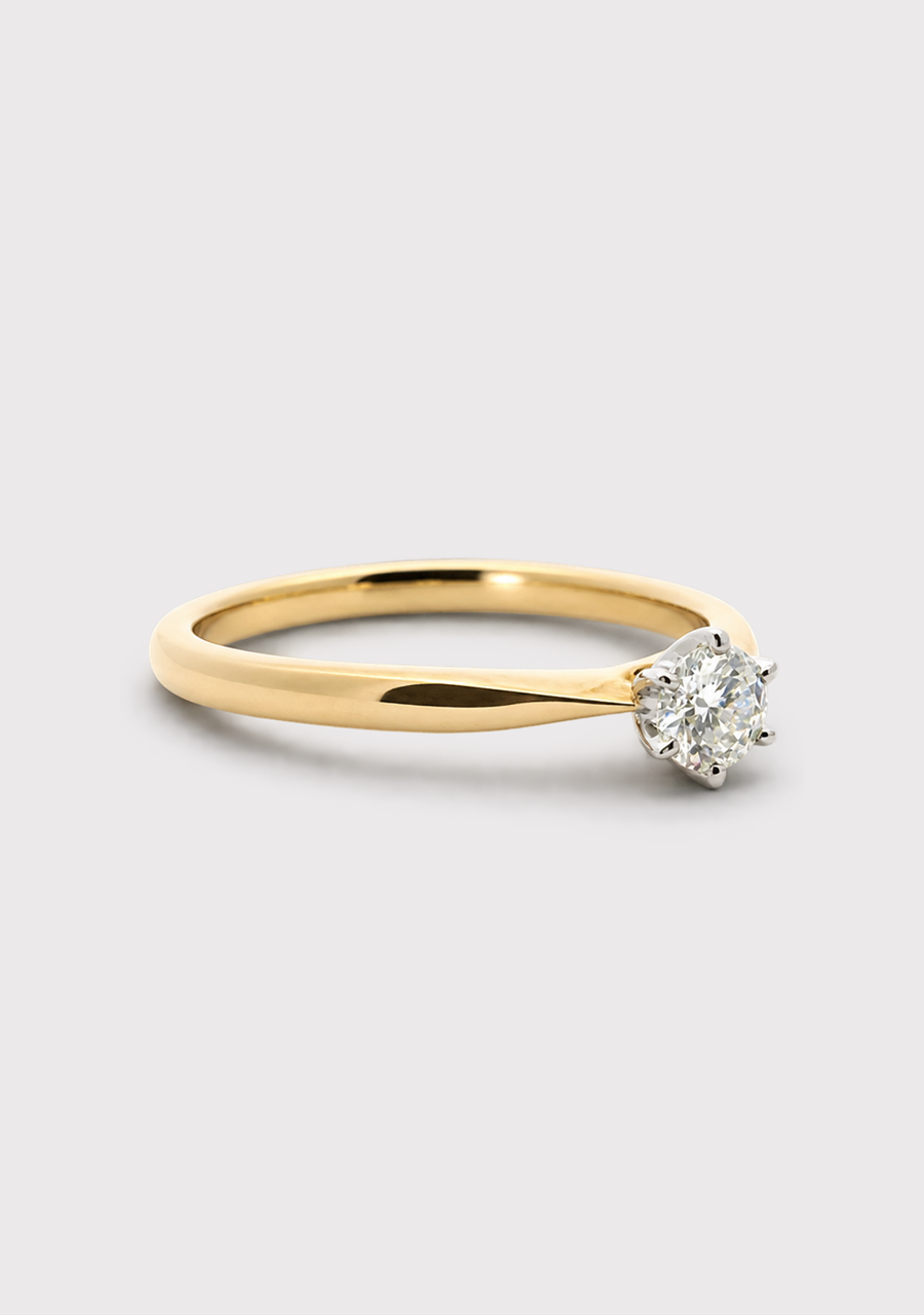 9ct Yellow & White Gold 0.30ct Diamond Solitaire Ring