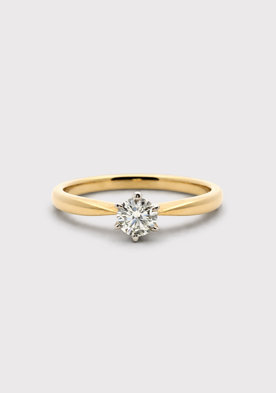 9ct Yellow & White Gold 0.30ct Diamond Solitaire Ring
