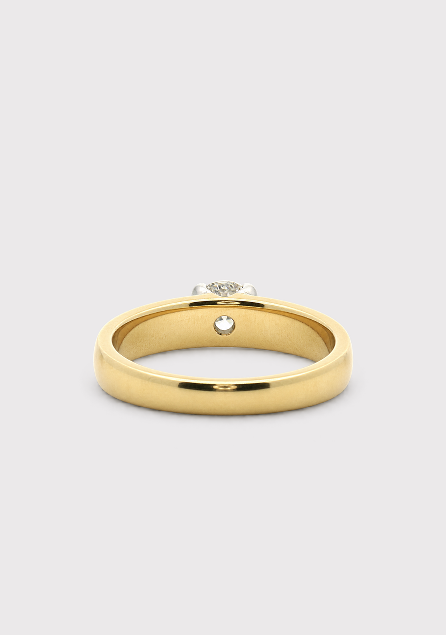 9ct Yellow & White Gold Diamond Semi Bezel Ring