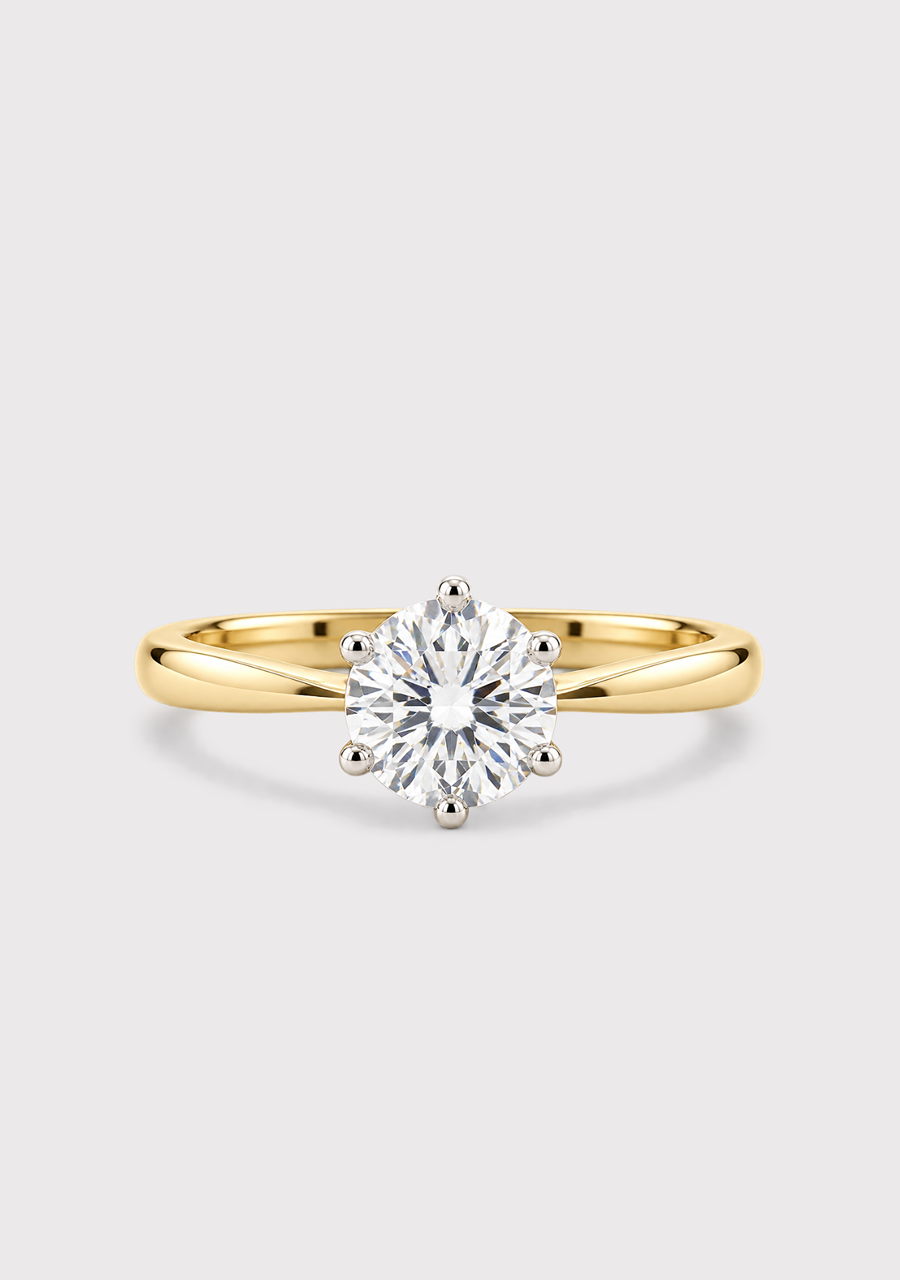9ct Yellow & White Gold Laboratory Grown Solitaire Diamond Ring