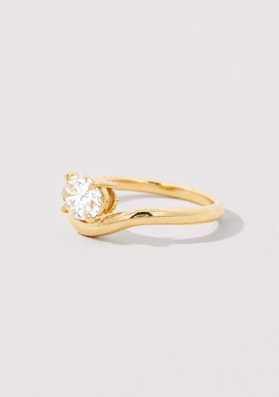 9ct Yellow Gold Oval Lab Grown Diamond Wave Ring