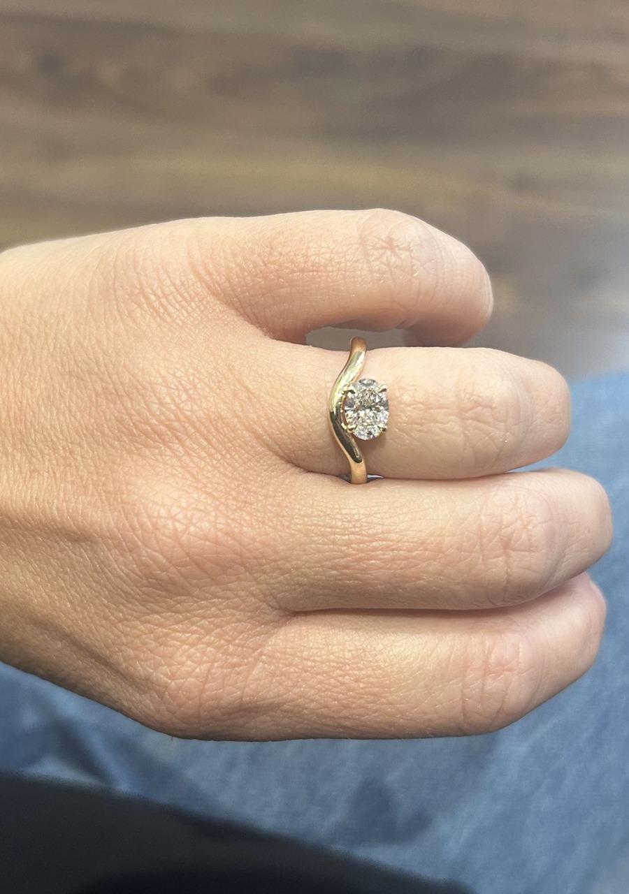 9ct Yellow Gold Oval Lab Grown Diamond Wave Ring