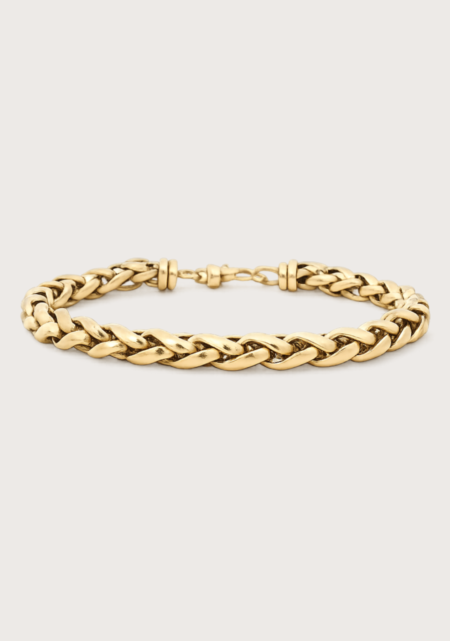 Estate 9ct Yellow Gold Wide Wheat Bracelet
