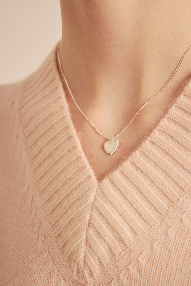 Karen Walker Sterling Silver Flaming Mother-of-Pearl Heart Necklace