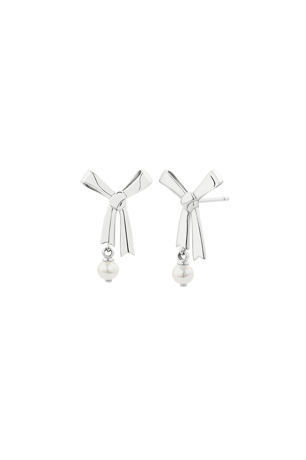 Karen Walker Sterling Silver Pearl Bow Stud Earrings