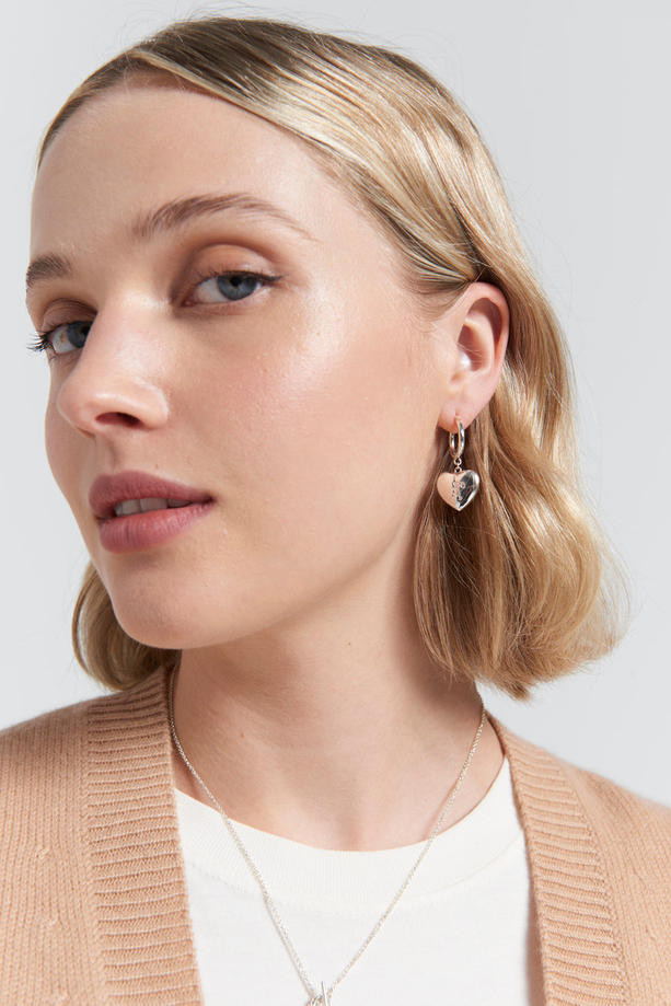 Karen Walker Sterling Silver Runaway Heart Hoop Earrings