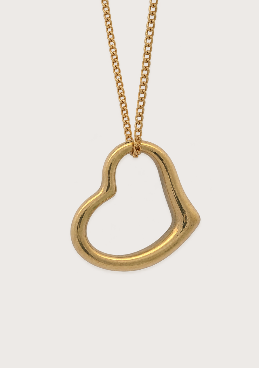 Estate 9ct Yellow Gold Hollow Heart Sliding Pendant