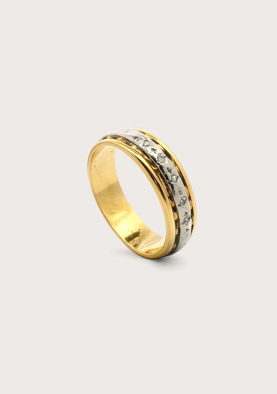 Estate 18ct Two Tone Plain Band
