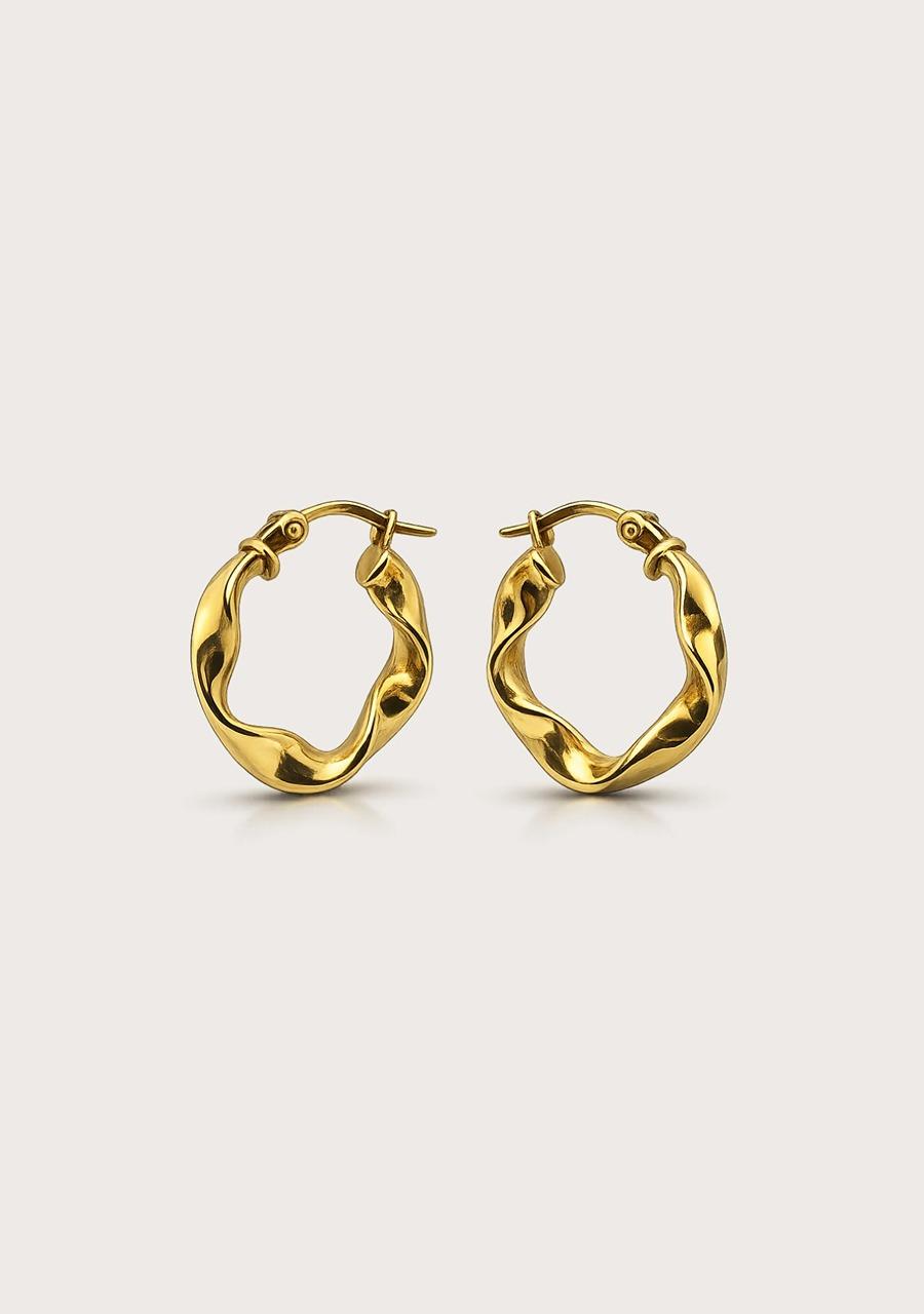 Estate 9ct Yellow Gold Ribbon Hoop Earrings