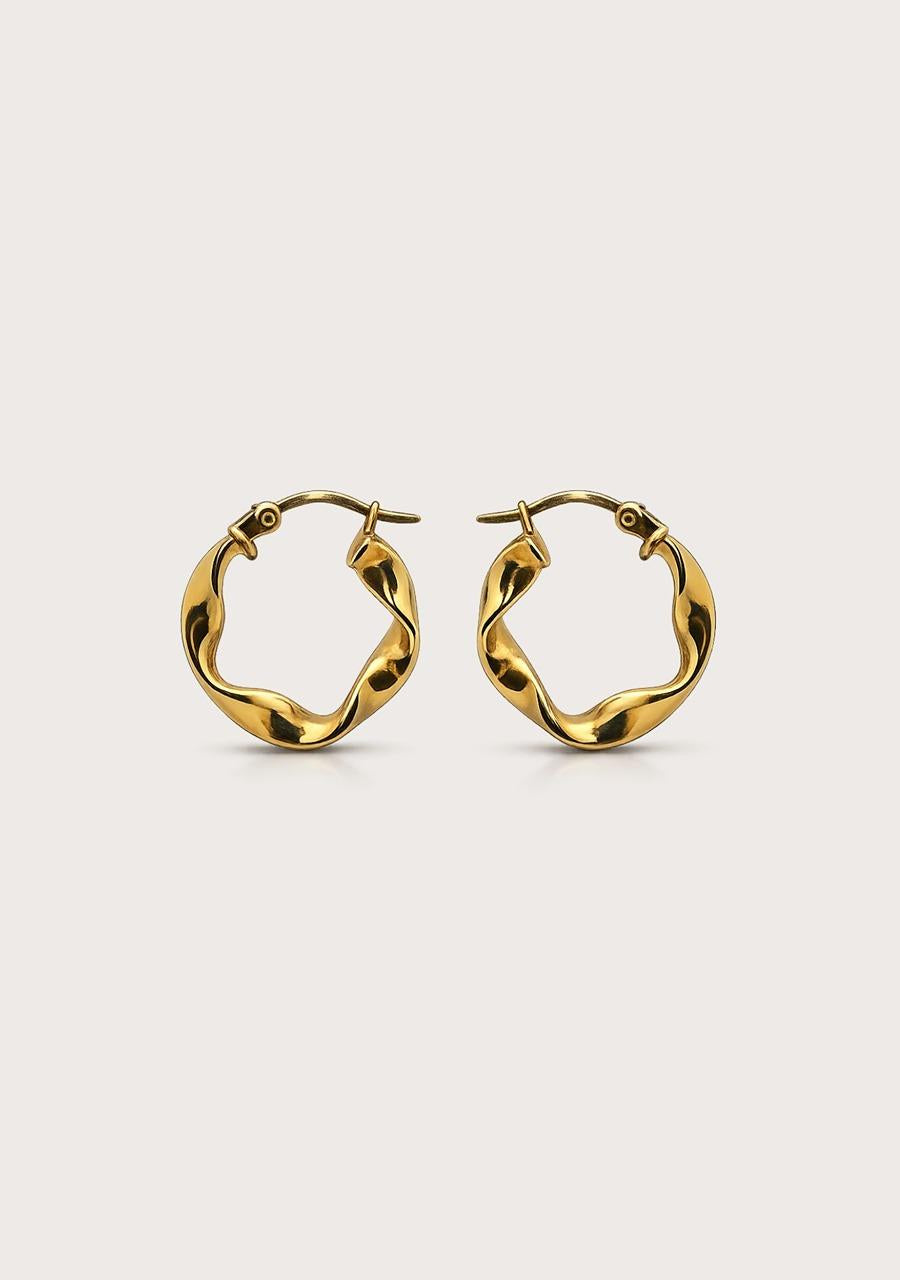 Estate 9ct Yellow Gold Ribbon Hoop Earrings