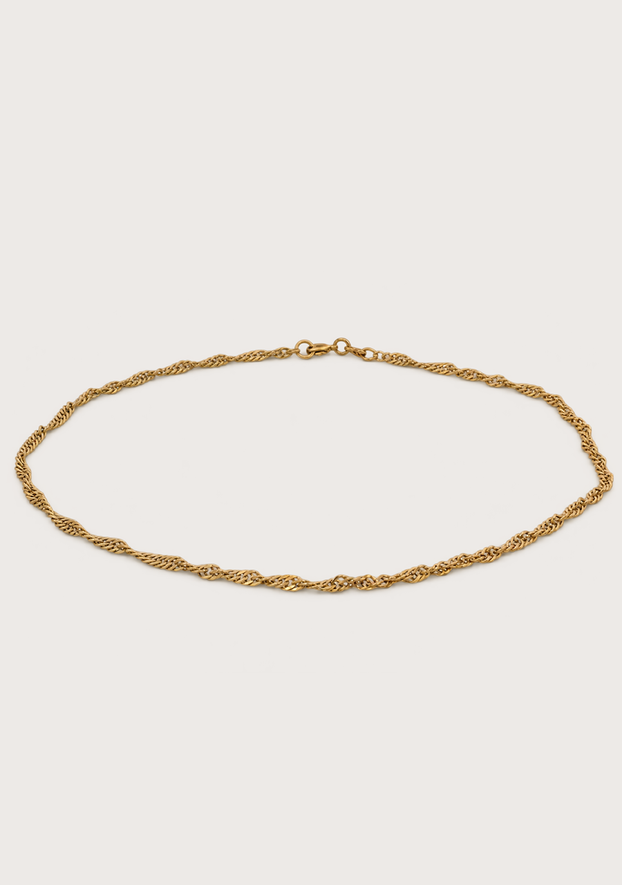 Estate 9ct Yellow Gold Singapore Twist Anklet