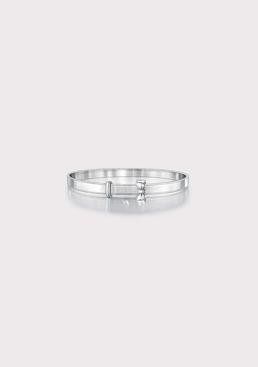 Sterling Silver Childs Plain/Bow Expandable Bangle