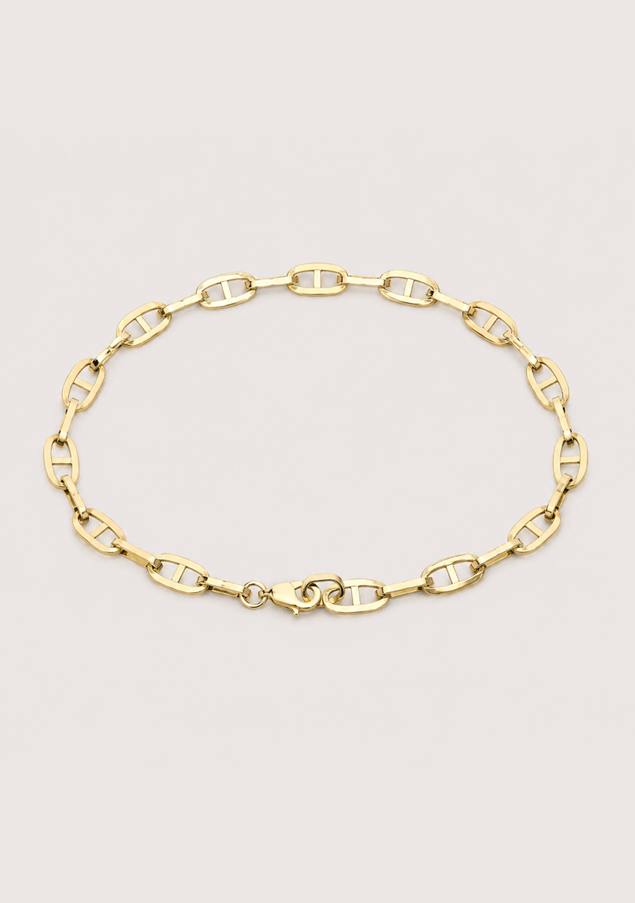 9ct Yellow Gold Anchor Link Squared Bracelet