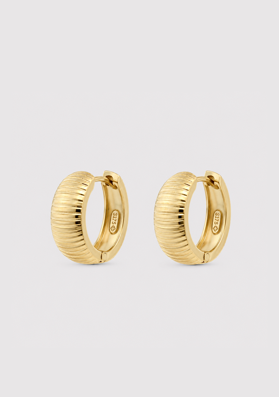 9ct Yellow Gold 5.75mm Faceted Hoop Earrings