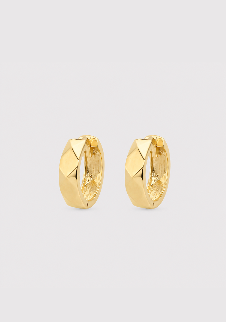 9ct Yellow Gold 3.75mm Faceted Small Hoop Earrings