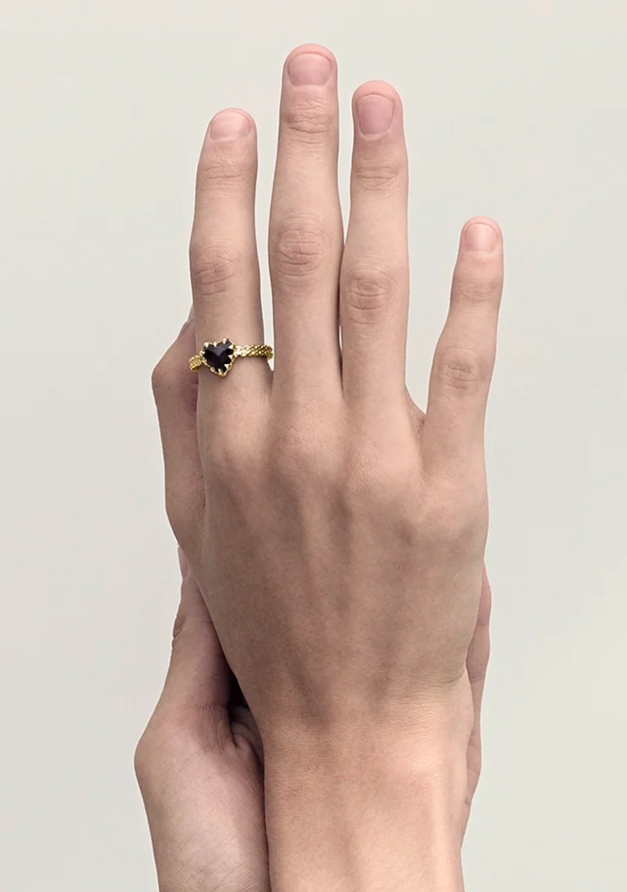 Stolen Girlfriends Club 18ct Gold Plated Mini Love Claw Black Onyx Ring